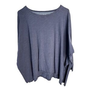 Mersea Women’s Navy Blue Boxy Cozy Top with Slit Sides and Quarter Sleeves OS